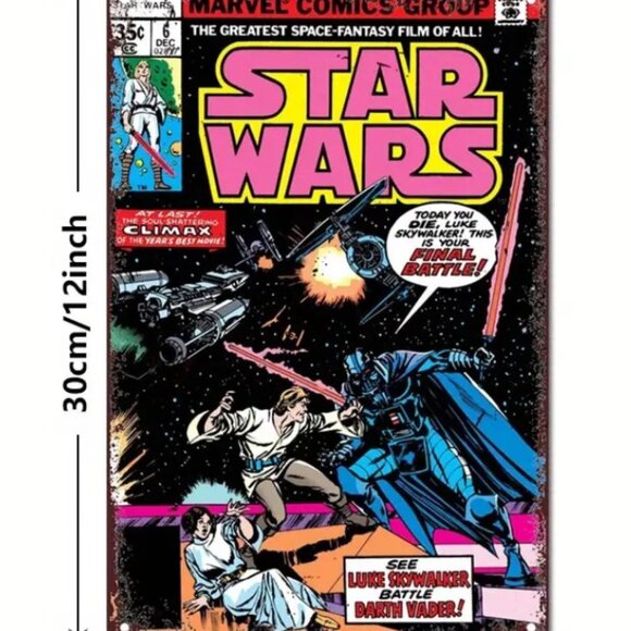 Star Wars Marvel Comics Vintage Metal Sign Luke Skywalker Vs Darth Vader Poster - Picture 7 of 7